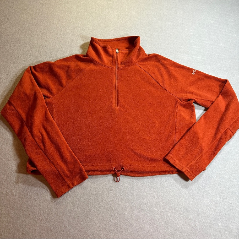 Columbia Women’s Large Cropped Fleece‎ Pullover 1/2 Zip Lightweight Outdoor